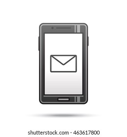 Smartphone icon with mail icon. Vector illustration.