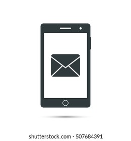 Smartphone icon with message sms symbol. Vector isolated simple illustration.