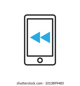 Smartphone icon. Mobile media fast backward. Vector illustration