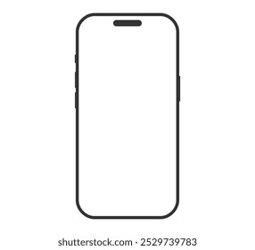 Smartphone icon, mobile phone with empty screen, smartphone mockup front view