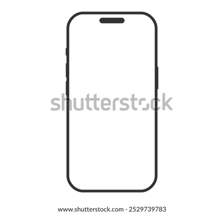 Smartphone icon, mobile phone with empty screen, smartphone mockup front view