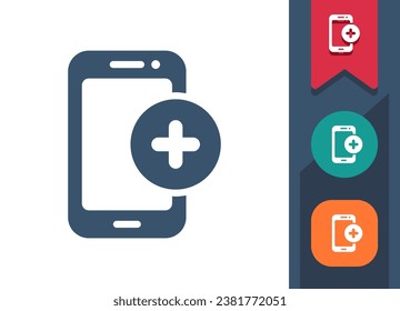 Smartphone Icon. Mobile Phone, Telephone, Button, Add, Plus. Professional, pixel perfect vector icon.