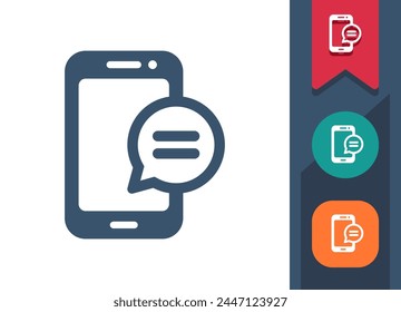 Smartphone-Symbol. Mobiltelefon, Telefon, Telefonanruf, SMS, Chatblase, SMS. Professionelles Symbol für perfekte Vektorgrafik.