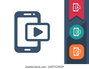 Smartphone-Symbol. Handy, Telefon, Button spielen, Video, Streaming. Professionelles Symbol für perfekte Vektorgrafik.