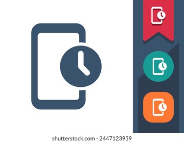 Smartphone-Symbol. Handy, Telefon, Uhr, Alarm, Frist. Professionelles Symbol für perfekte Vektorgrafik.