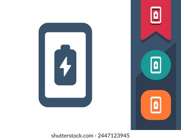 Smartphone-Symbol. Mobiltelefon, Telefon, Batterie, Energie. Professionelles Symbol für perfekte Vektorgrafik.