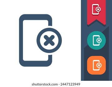 Smartphone-Symbol. Mobiltelefon, Telefon, Button, Blockieren, Lösch, Blockiert. Professionelles Symbol für perfekte Vektorgrafik.