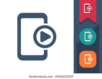 Smartphone-Symbol. Handy, Telefon, Button spielen, Video, Streaming. Professionelles Symbol für perfekte Vektorgrafik.
