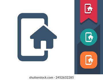 Smartphone-Symbol. Handy, Telefon, Haus, SmartHome, Smart Home, Immobilien. Professionelles Symbol für perfekte Vektorgrafik.