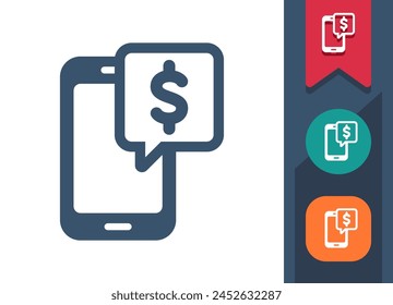 Smartphone-Symbol. Handy, Telefon, Mobile Banking, Geld, Dollar. Professionelles Symbol für perfekte Vektorgrafik.