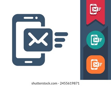 Smartphone-Symbol. Mobiltelefon, Telefon, SMS, Umschlag, E-Mail, E-Mail, SMS. Professionelles Symbol für perfekte Vektorgrafik.