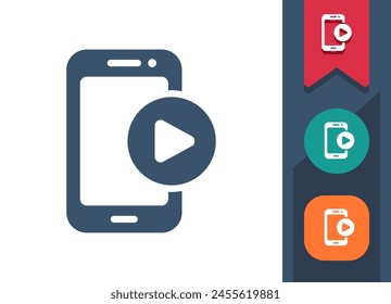 Smartphone-Symbol. Handy, Telefon, Button spielen, Video, Streaming. Professionelles Symbol für perfekte Vektorgrafik.