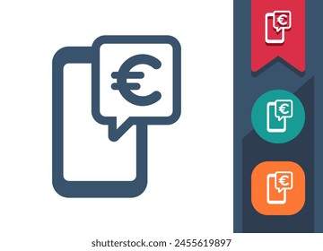 Smartphone-Symbol. Handy, Telefon, Mobile Banking, Geld, Euro. Professionelles Symbol für perfekte Vektorgrafik.