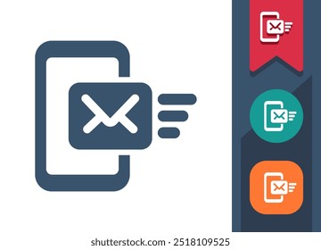 Smartphone Icon. Mobile Phone, Telephone, Text Message, Envelope, Email, E-mail, Texting. Professional, pixel perfect vector icon.