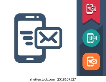 Smartphone Icon. Mobile Phone, Telephone, Text Message, Envelope, Email, E-mail, Texting. Professional, pixel perfect vector icon.