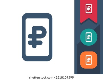 Smartphone Icon. Mobile Phone, Telephone, Money, Mobile Banking, Ruble, Rouble. Professional, pixel perfect vector icon.