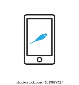 Smartphone icon. Mobile usb connection. Vector illustration
