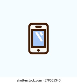 Smartphone icon, Modern flat outlined telephone sign in trendy style.