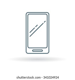 Smartphone icon. Modern mobile cellphone sign. Tablet device symbol. Thin line icon on white background. Vector illustration.