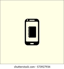 Smartphone  icon, notes vector illustration
