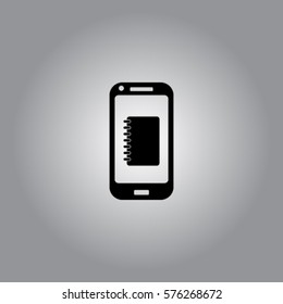 Smartphone  icon, notes vector illustration