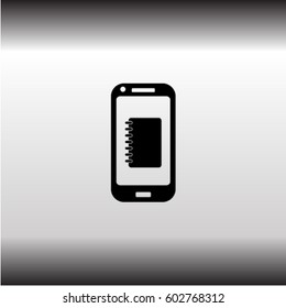 Smartphone  icon, notes vector illustration