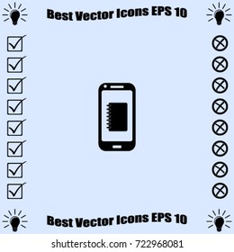 Smartphone  icon, notes vector illustration