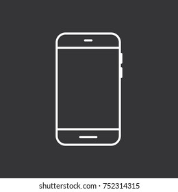 Smartphone icon on black background. Modern simple flat device sign. Vector illustration.