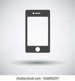 Smartphone icon on gray background with round shadow. Vector illustration.