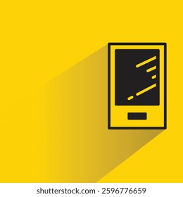 smartphone icon on shadow yellow background