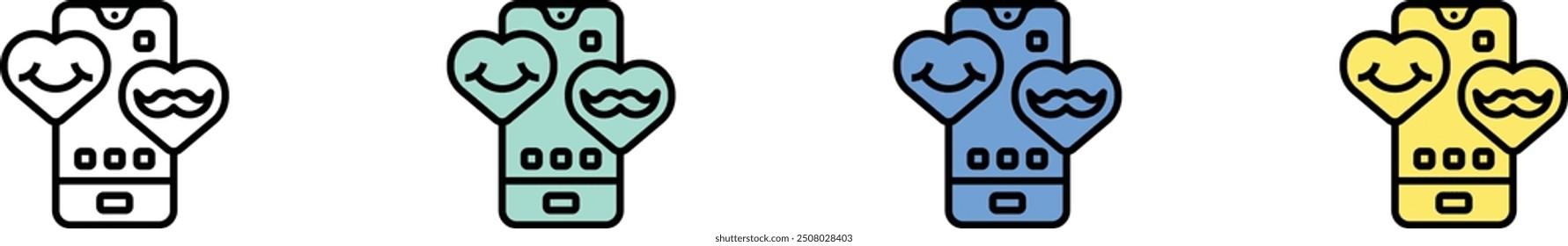 smartphone icon. Outline, Green, Blue and Yellow Style Design Isolated On White Background