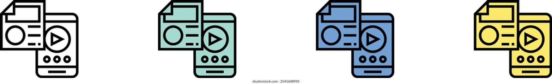 smartphone icon. Outline, Green, Blue and Yellow Style Design Isolated On White Background