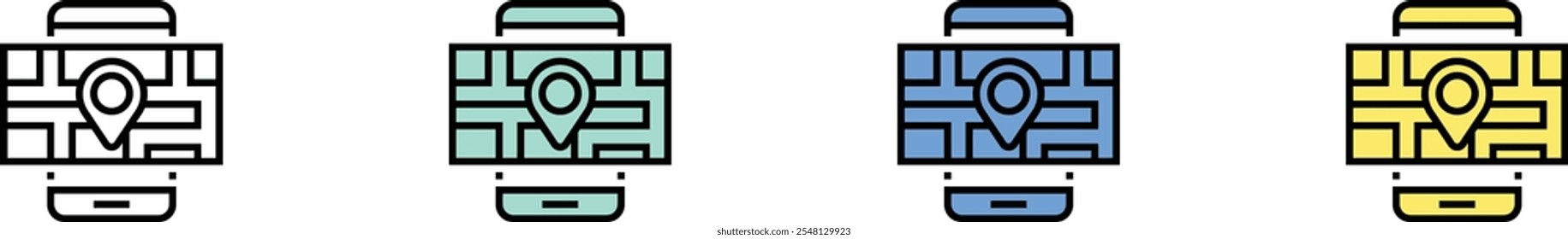 smartphone icon. Outline, Green, Blue and Yellow Style Design Isolated On White Background