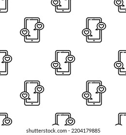 smartphone icon pattern. Seamless smartphone pattern on white background.