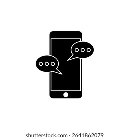 smartphone icon, phone, chat. Simple black illustration, outline smartphone icon for UI and UX, website or mobile app