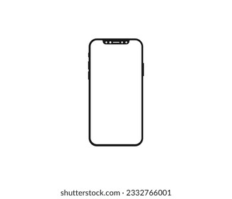 icono del smartphone. vector de teléfono con pantalla blanca en blanco aislada en fondo blanco. icono del smartphone de diseño de estilo glifo. infografías de diseño de aplicaciones web. Esbozo de Smartphone diseño moderno simple.eps 10.