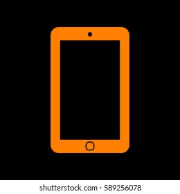 Smartphone icon. Phone icon. Vector. Orange icon on black background. Fire.