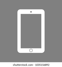 Smartphone icon. Phone icon. Vector. White icon on medium gray background. Isolated.