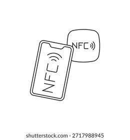Smartphone icon placed next to the NFC wireless symbol.