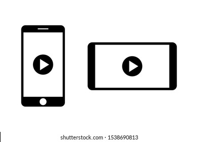 Smartphone Icon With Play Sign Or Video Player. Social Media Symbol. Vector Icon Mobile Phone. Play Button Vector Icon. Smartphone Vector. EPS 10