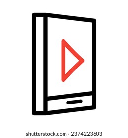 
Smartphone icon with play sign or video player. Social media symbol. Vector icon mobile phone. Play button vector icon. Smartphone vector isolated on white background. 
