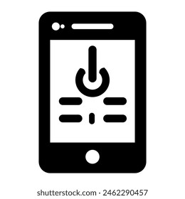 smartphone icon with the power off display on the cellphone screen. vector illustration. Black and white