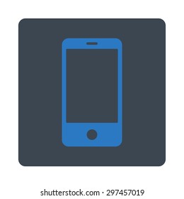 Smartphone icon from Primitive Buttons OverColor Set. This rounded square flat button is drawn with smooth blue colors on a white background.