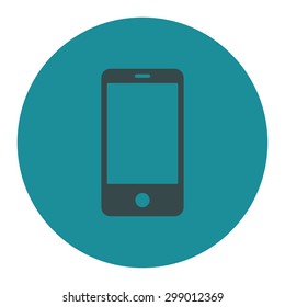 Smartphone icon from Primitive Round Buttons OverColor Set. This round flat button is drawn with soft blue colors on a white background.