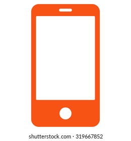 Smartphone icon from Primitive Set. This isolated flat symbol is drawn with orange color on a white background, angles are rounded.