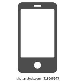 Smartphone icon from Primitive Set. This isolated flat symbol is drawn with gray color on a white background, angles are rounded.