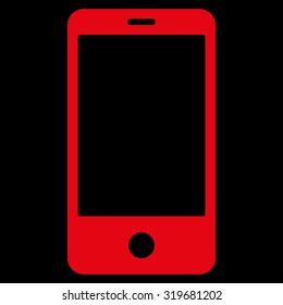 Smartphone icon from Primitive Set. This isolated flat symbol is drawn with red color on a black background, angles are rounded.