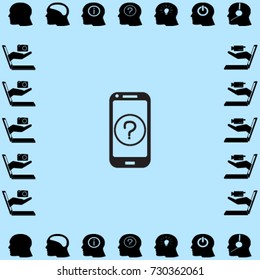 Smartphone icon with a question, support vector illustration