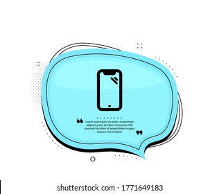 Smartphone icon. Quote speech bubble. Phone sign. Mobile device symbol. Quotation marks. Classic smartphone icon. Vector