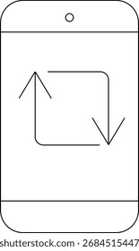 smartphone icon and repost icon with white background